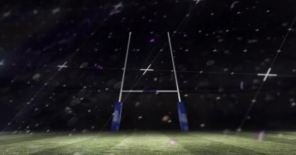 Animering Scanner Bearbetning Data Över Rugby Mål Planen Sport Konkurrens — Stockvideo