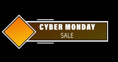 Beyaz ve turuncu Siber Pazartesi indirimli metnin resmi siyah ekrana yansıyor