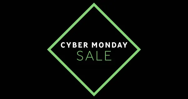 Imagem Branco Verde Cyber Monday Texto Venda Aparecendo Contra Uma — Fotografia de Stock