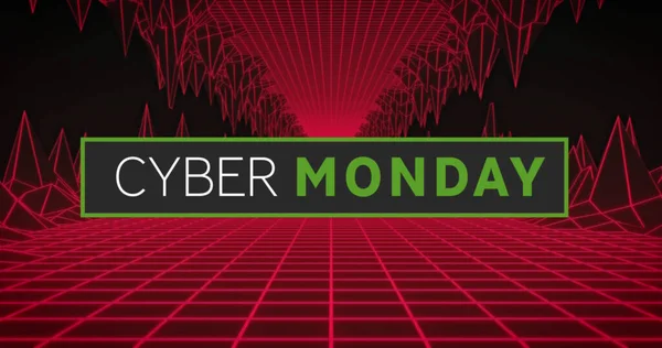 Image Cyber Monday Text Red Cave Trerrain Digital Interface Image — Stock Photo, Image