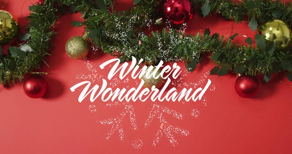 Bild Des Winterwunderlands Text Über Weihnachtsdekorationen Weihnachten Tradition Und Festkonzept — Stockfoto