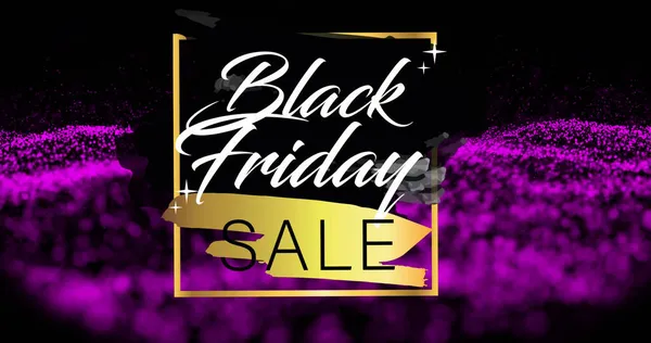 Image of black friday sale on black background with glitter. trade, prices, promotions and sales digitally generated image.