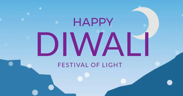 Obrázek Šťastného Diwali Textu Nad Světlými Skvrnami Modrém Pozadí Koncepce — Stock fotografie