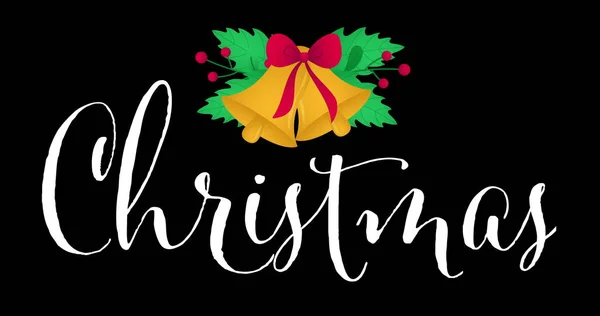Obrázek Vánočního Textu Vánoční Zvony Černém Pozadí Vánoční Zimní Tradiční — Stock fotografie