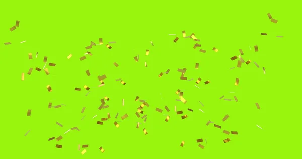 Digitale Afbeelding Van Goud Confetti Vallen Tegen Een Geel Groene — Stockfoto