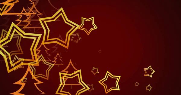 クリスマスに赤い背景のモミの木の上に落ちる星のイメージ クリスマス冬伝統お祝いのコンセプトデジタルで生成されたイメージ — ストック写真