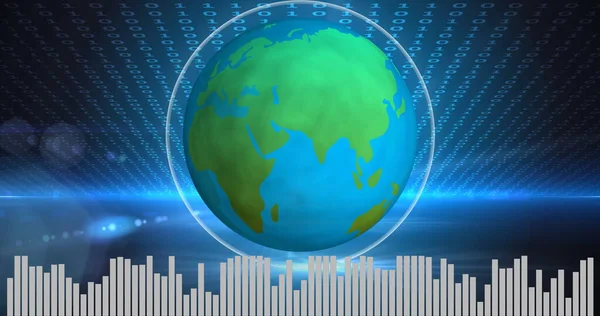 Una Tierra Pulsante Medio Con Códigos Binarios Parte Superior Barras — Foto de Stock
