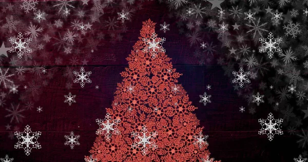 Изображение Рождественской Елки Над Падающим Снегом Рождество Зима Традиции Концепция — стоковое фото