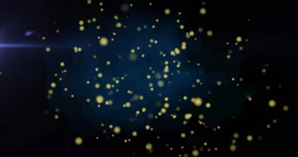 Image Golden Dots Falling Dark Blue Background Celebration Festivity Concept — Stock Photo, Image