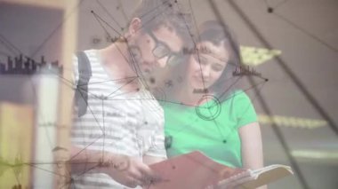 Öğrenciler üzerindeki bağlantı ağının animasyonu. küresel eğitim, eğitim ve bağlantılar dijital olarak oluşturulmuş video konsepti.