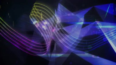 Hareket eden renkli noktaların ve çizgilerin animasyonu. ışık, şekil ve hareket konsepti dijital olarak oluşturulmuş video.