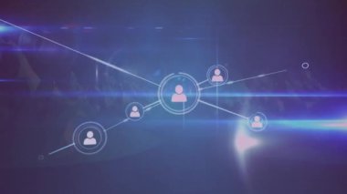 Dağların ötesindeki insanlarla bağlantı ağlarının animasyonu. küresel ağlar ve bağlantılar konsepti dijital olarak oluşturulmuş video.