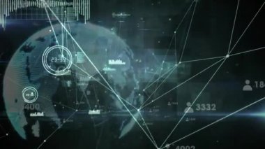 Bağlantılar ağı ve insan simgeleri olan dünyanın animasyonu. küresel bağlantılar, ağlar ve veri işleme konsepti dijital olarak oluşturulmuş video.