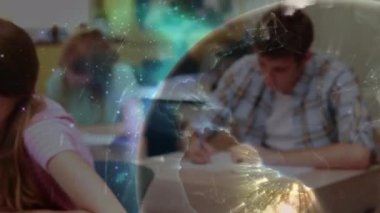 Öğrenciler üzerinden dünya ile bağlantı ağının animasyonu. küresel eğitim, eğitim ve bağlantılar dijital olarak oluşturulmuş video konsepti.