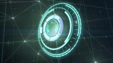 Parlayan noktalarla bağlantılı ağlar üzerinden tarama alanının animasyonu. küresel bağlantılar ve veri işleme konsepti dijital olarak oluşturulmuş video.