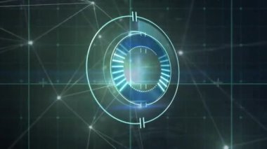 Bağlantılar ve parlayan noktalar ağı üzerinden tarama alanının animasyonu. küresel bağlantılar ve veri işleme konsepti dijital olarak oluşturulmuş video.