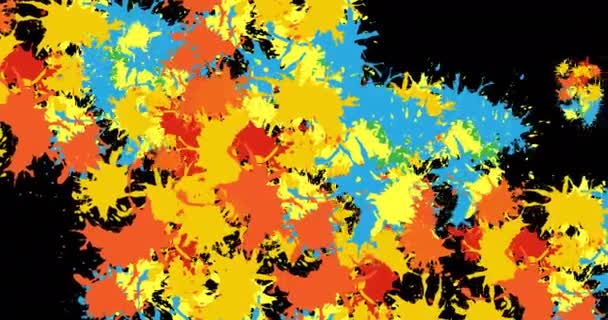 Animação Salpicos Multicoloridos Tinta Sobre Fundo Preto Conceito Mês Criatividade — Vídeo de Stock
