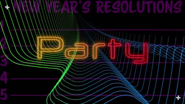 Animation Party Text Yellow Red Neon Colourful Parallel Lines New — Stock Video