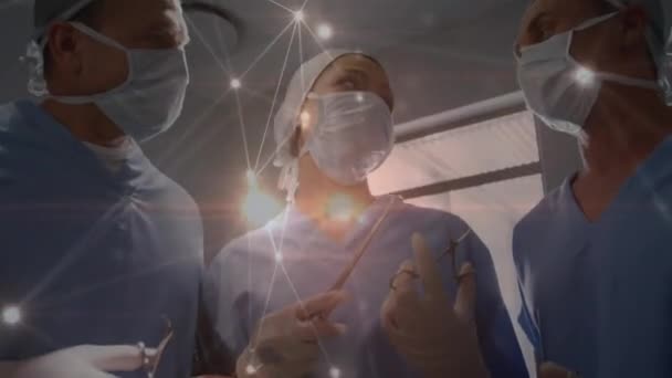 Animacja Sieci Połączeń Przez Chirurgów Sali Operacyjnej Globalna Medycyna Usługi — Wideo stockowe