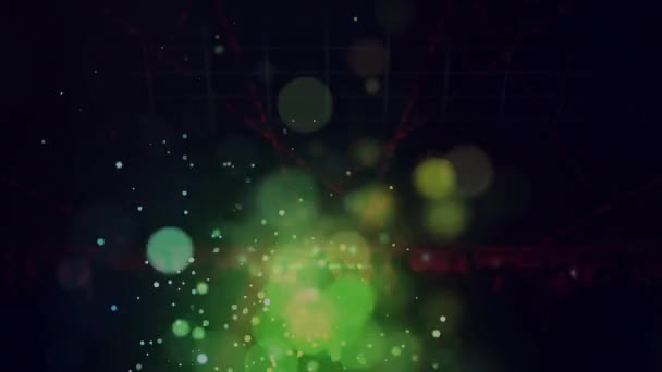 Animatie Van Kleurrijke Bokeh Plekken Van Licht Confetti Dansende Menigte — Stockvideo