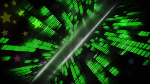 在音乐场地上 绿色灯光的动画摇曳 娱乐和音乐概念数码产生的视频 — 图库视频影像