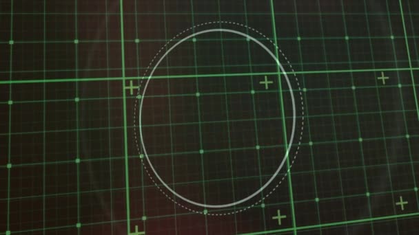 Animation Grille Verte Sur Scanner Circulaire Avec Hélice Adn Rouge — Video
