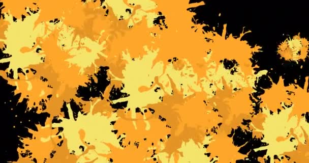 Animation Éclaboussures Peinture Jaune Orange Sur Fond Noir Concept Mois — Video