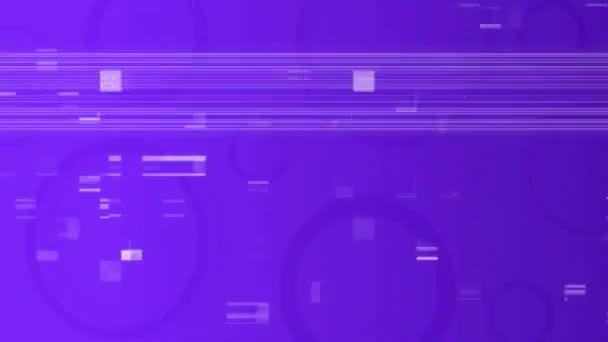 Mor Arkaplandaki Veri Işleme Üzerinde Parlayan Pembe Neon Halkaların Animasyonu — Stok video