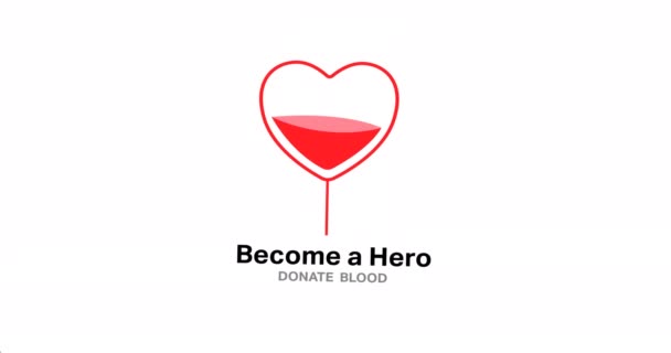 Анімація Донорського Тексту Крові Логотипом Серця Крові Над Жінкою Яка — стокове відео