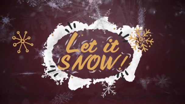Κινούμενο Σχέδιο Χιονίσει Κείμενο Πάνω Από Χιόνι Που Πέφτει Χριστούγεννα — Αρχείο Βίντεο