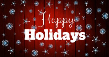 Noel 'de kar yağarken atılan mutlu bayram mesajlarının resmi. Noel, kış, gelenek ve kutlama konsepti dijital olarak oluşturulmuş imaj.