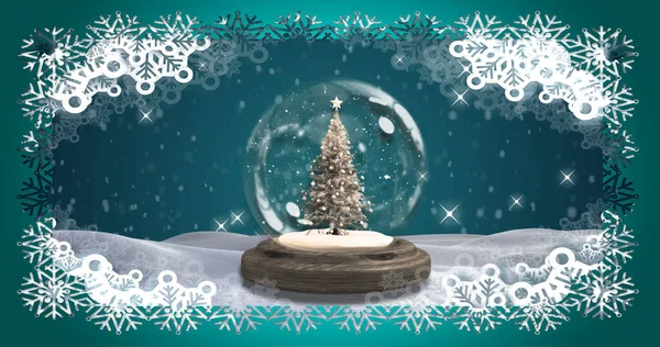 Зображення Снігу Падає Різдвяний Глобус Різдво Зима Традиція Концепція Святкування — стокове фото