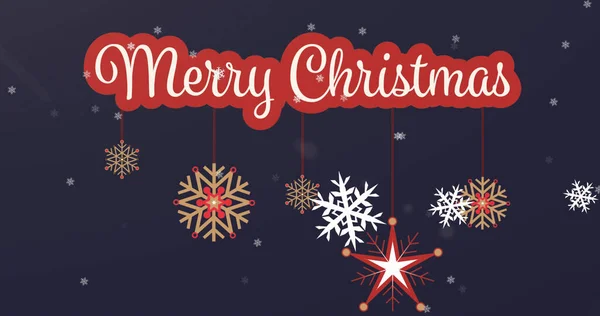 Afbeelding Van Vrolijk Kerstfeest Decoraties Donkerblauwe Achtergrond Kerstmis Traditie Viering — Stockfoto