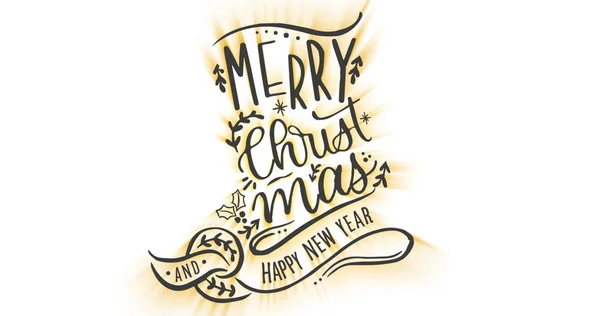 Image Christmas Greetings Text Yellow Black Letters White Background Christmas — Stock Photo, Image