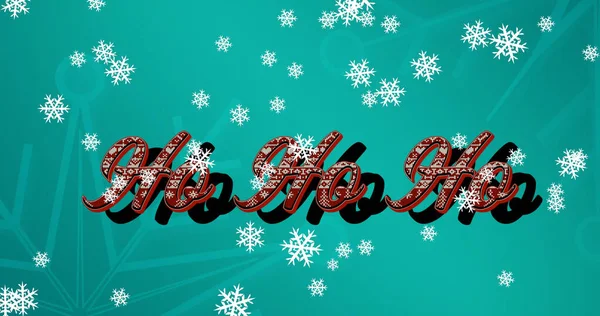 Obrázek Text Přes Sníh Padající Zelené Pozadí Vánoce Vánoční Zimní — Stock fotografie