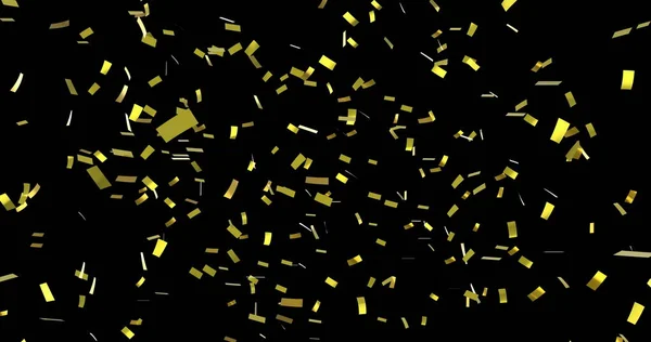 Digitaal Beeld Van Goud Confetti Vallen Tegen Een Zwarte Achtergrond — Stockfoto