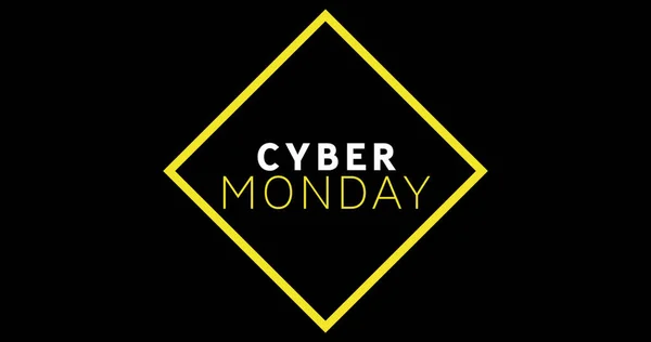 Image White Yellow Cyber Monday Text Appearing Black Screen — Stock Photo, Image