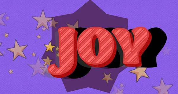 Image Joy Text Falling Stars Image Merry Christmas Bright Text — Stock Photo, Image