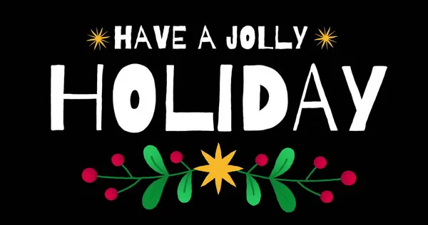 Image Have Jolly Holiday Text Christmas Decorations Black Background Christmas — Stock Photo, Image
