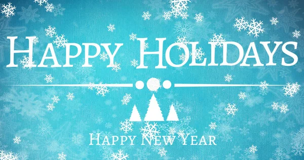 Image Happy Holidays Text Snow Falling Christmas Winter Tradition Celebration — Stock Photo, Image