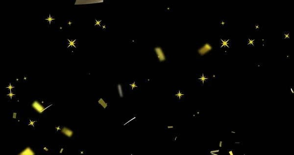 Image Confetti Stars Black Background Party Celebration Concept Digitally Generated — Stock Photo, Image