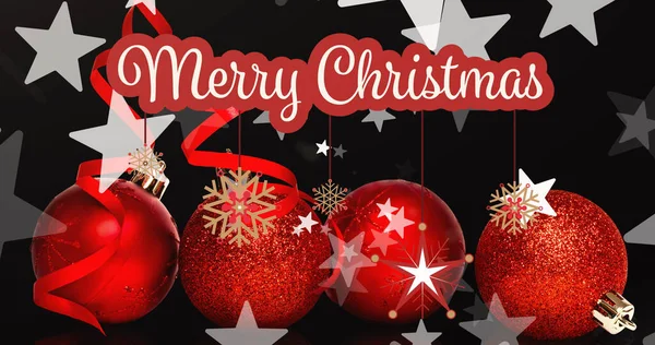 Afbeelding Van Vrolijk Kerstfeest Kerstballen Zwarte Achtergrond Kerstmis Traditie Viering — Stockfoto