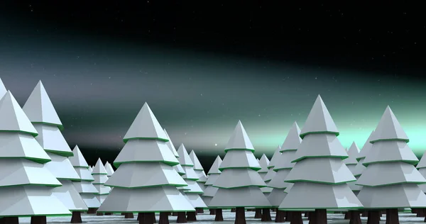 Aurora Daki Noel Deki Köknar Ağaçlarının Resmi Noel Kış Gelenek — Stok fotoğraf