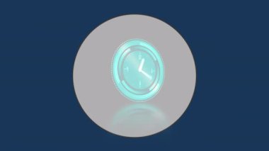 Saatin animasyonu beyaz çemberin üzerinde ileri gidiyor. küresel iş, bağlantılar, ağlar ve veri işleme kavramı dijital olarak oluşturulmuş video.
