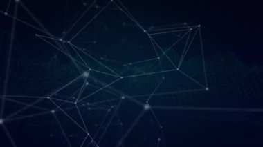 Mavi arkaplanda dönen bağlantı ağının animasyonu. küresel bağlantılar ve ağlar konsepti dijital olarak oluşturulmuş video.
