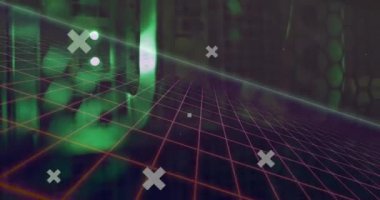 Bilgisayar sunucularının yeşil ışıkları üzerinden veri işleme ve istatistiklerin kaydedilmesi. veri işleme, bulut hesaplama konsepti ve teknoloji konsepti dijital olarak oluşturulmuş video.