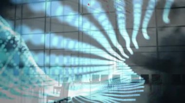 Hızlı hareket eden yayalar üzerinde finansal veri işleme animasyonu. küresel iş, veri işleme ve dijital arayüz kavramı dijital olarak oluşturulmuş video.