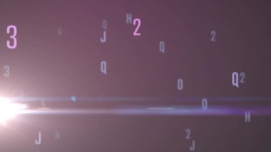Değişen sayıların, harflerin ve simgelerin animasyonu, hareket eden ışık ve siyaha ilişkin verilerin işlenmesi. okul, eğitim, öğrenme ve teknoloji konsepti dijital olarak oluşturulmuş video.