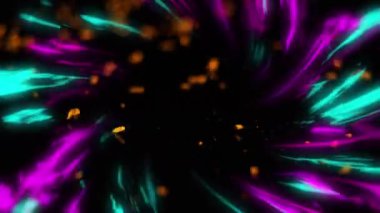 Arka planda parlayan ışık yollarının üzerindeki turuncu beneklerin animasyonu. Noel, gelenek ve kutlama konsepti dijital olarak oluşturuldu.