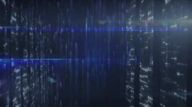 Bilgisayar sunucuları üzerinden veri işleme animasyonu. küresel teknoloji, bağlantılar ve veri işleme kavramı dijital olarak oluşturulmuş video.